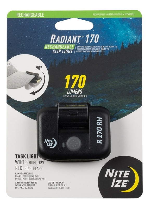 Nite-Ize - Radiant 170 Rechargeable Clip Light - Black