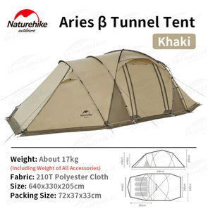 UPF50+ Aries β tunnel tent for 4-6 man (without tarp pole)