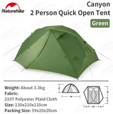 Canyon 2 person One touch open tent