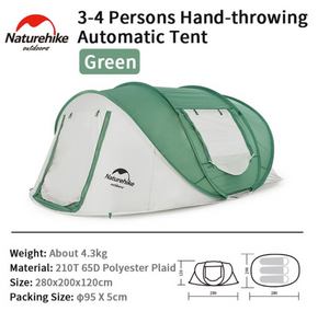 3-4 hand pop up automatic tent